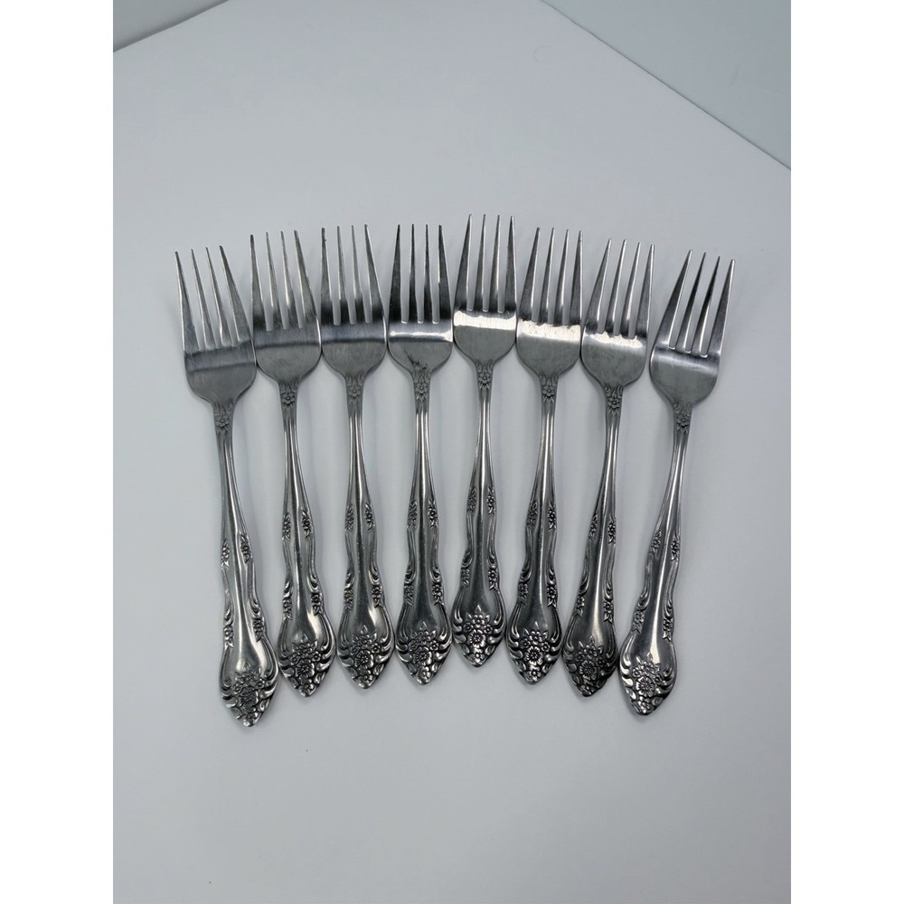 DREAM ROSE Stainless Rogers Korea By Stanley Roberts Set Of 8 Dinner Forks #2